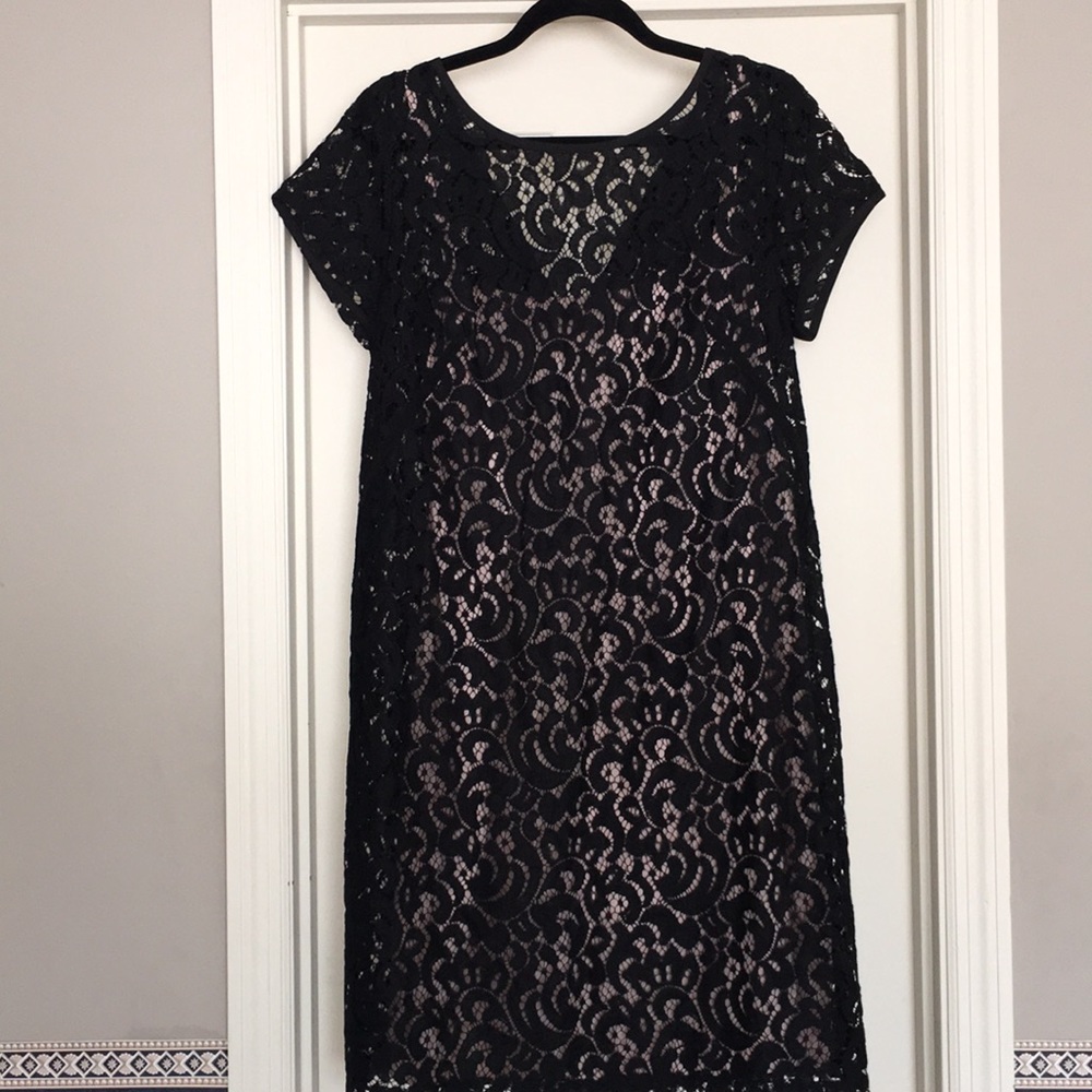 NWT Elegant Black Lace Dress Loft - Sz 14